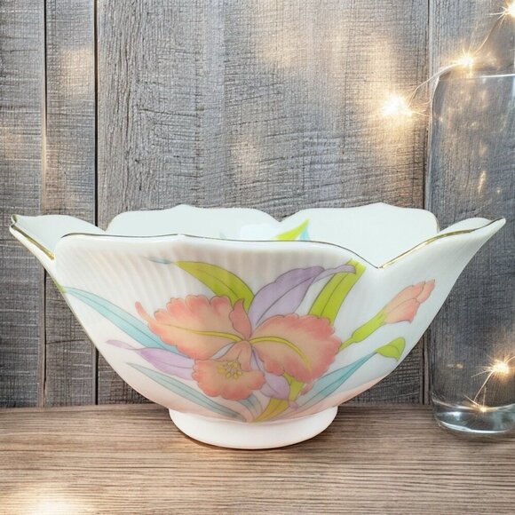 Vintage Otagiri Orchid Mist Bowl Dish Fine Porcelain Floral Pattern Made Japan - Picture 1 of 11